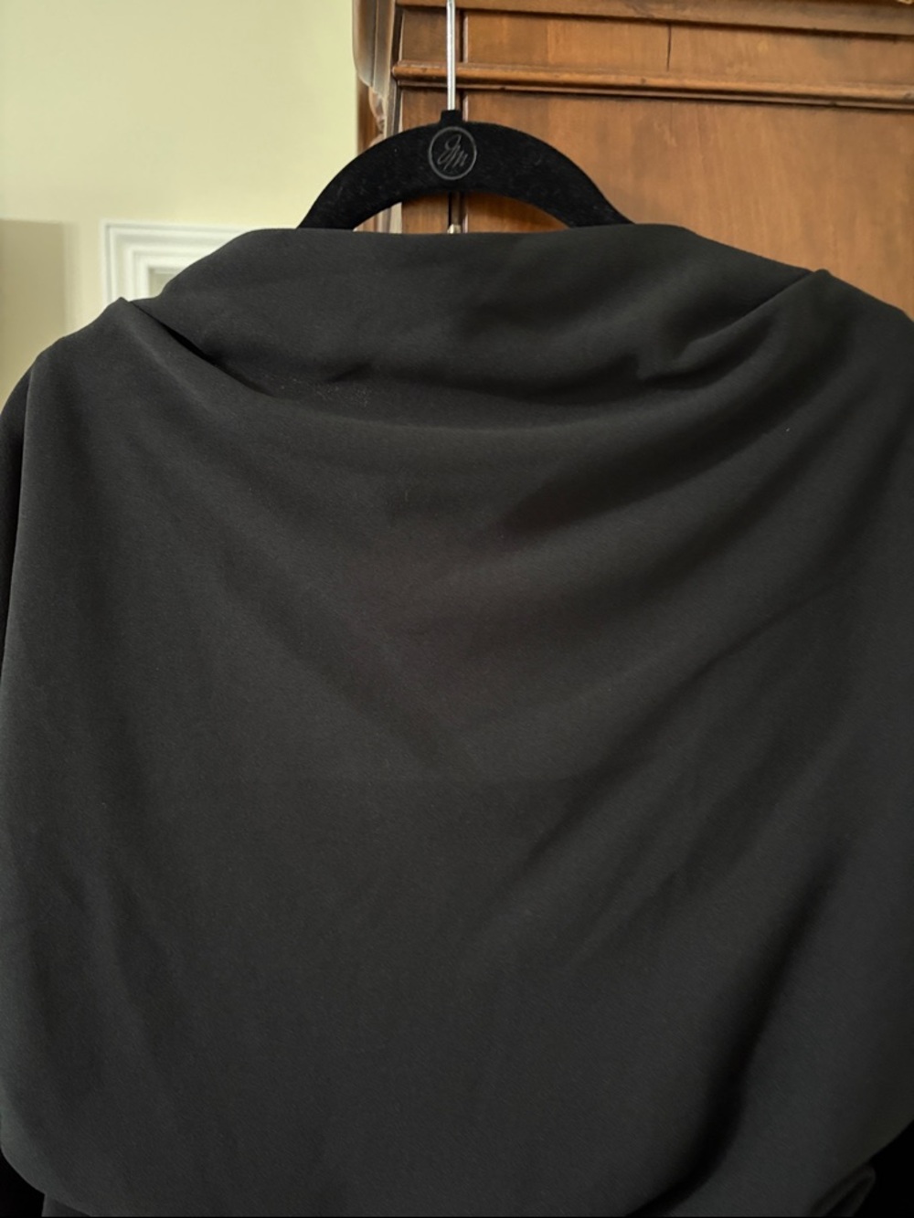 *Dillards Elegant Black Crepe Draped 3/4 Sleeve Dress Minimalist Modest - Picture 7 of 11